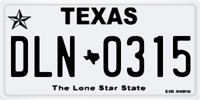 TX license plate DLN0315