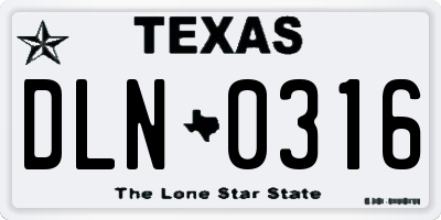 TX license plate DLN0316