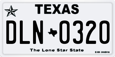 TX license plate DLN0320