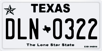 TX license plate DLN0322