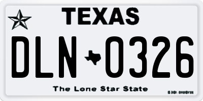 TX license plate DLN0326