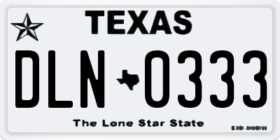 TX license plate DLN0333