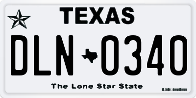 TX license plate DLN0340