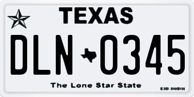 TX license plate DLN0345