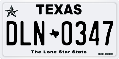 TX license plate DLN0347