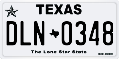 TX license plate DLN0348