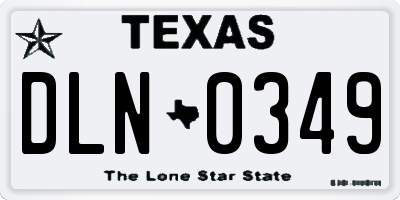 TX license plate DLN0349
