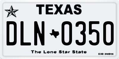 TX license plate DLN0350