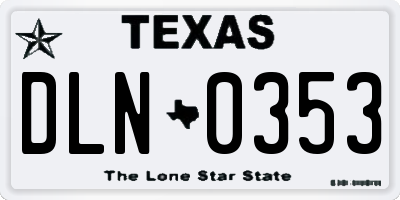 TX license plate DLN0353