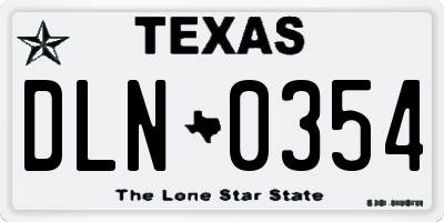 TX license plate DLN0354