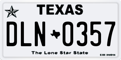 TX license plate DLN0357