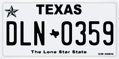 TX license plate DLN0359