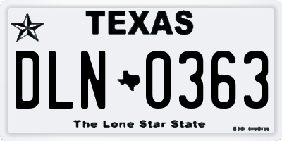 TX license plate DLN0363