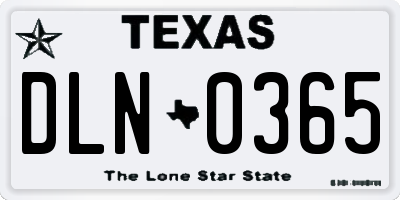 TX license plate DLN0365