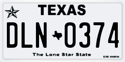TX license plate DLN0374