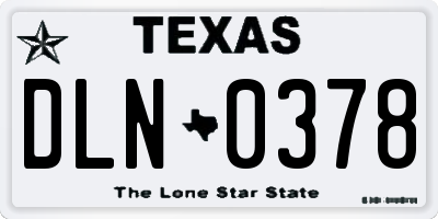 TX license plate DLN0378