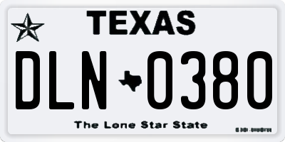 TX license plate DLN0380
