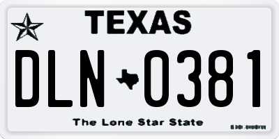 TX license plate DLN0381