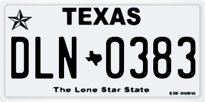 TX license plate DLN0383