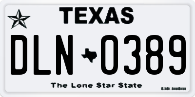 TX license plate DLN0389