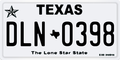 TX license plate DLN0398