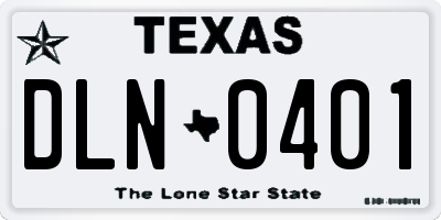 TX license plate DLN0401