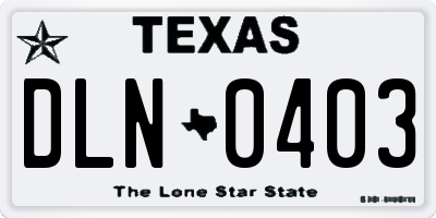 TX license plate DLN0403
