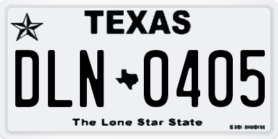 TX license plate DLN0405
