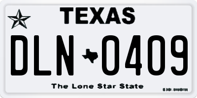 TX license plate DLN0409