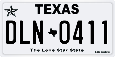 TX license plate DLN0411
