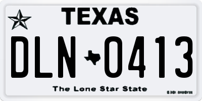 TX license plate DLN0413