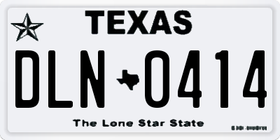 TX license plate DLN0414