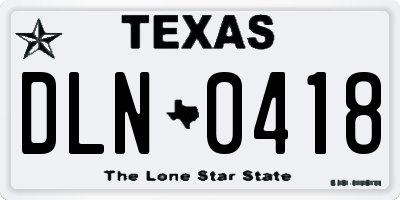 TX license plate DLN0418