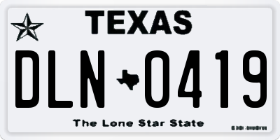 TX license plate DLN0419