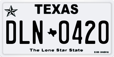 TX license plate DLN0420