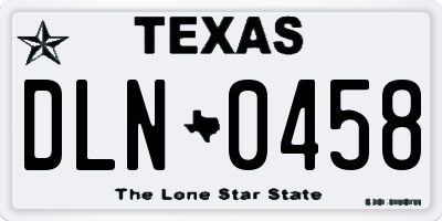 TX license plate DLN0458