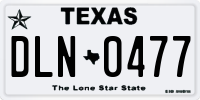TX license plate DLN0477