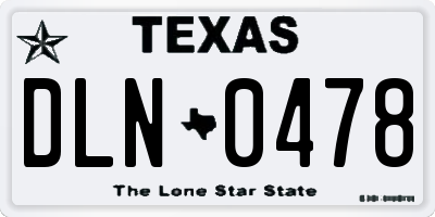 TX license plate DLN0478