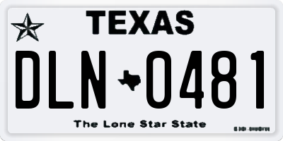 TX license plate DLN0481