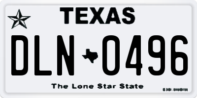 TX license plate DLN0496
