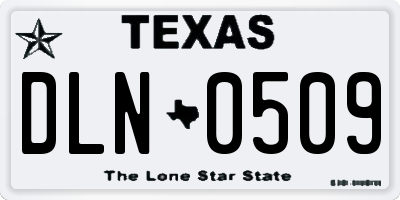 TX license plate DLN0509