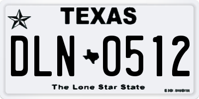 TX license plate DLN0512