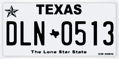 TX license plate DLN0513