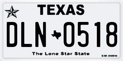 TX license plate DLN0518