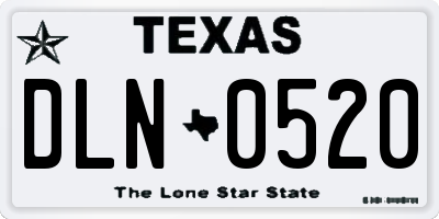 TX license plate DLN0520