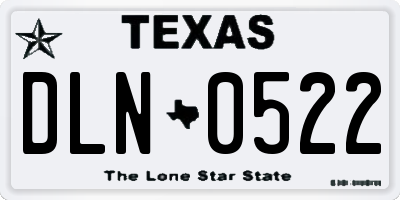 TX license plate DLN0522