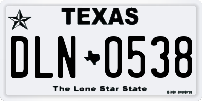 TX license plate DLN0538