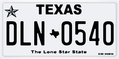 TX license plate DLN0540