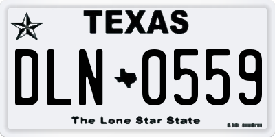 TX license plate DLN0559