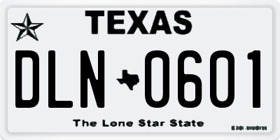 TX license plate DLN0601